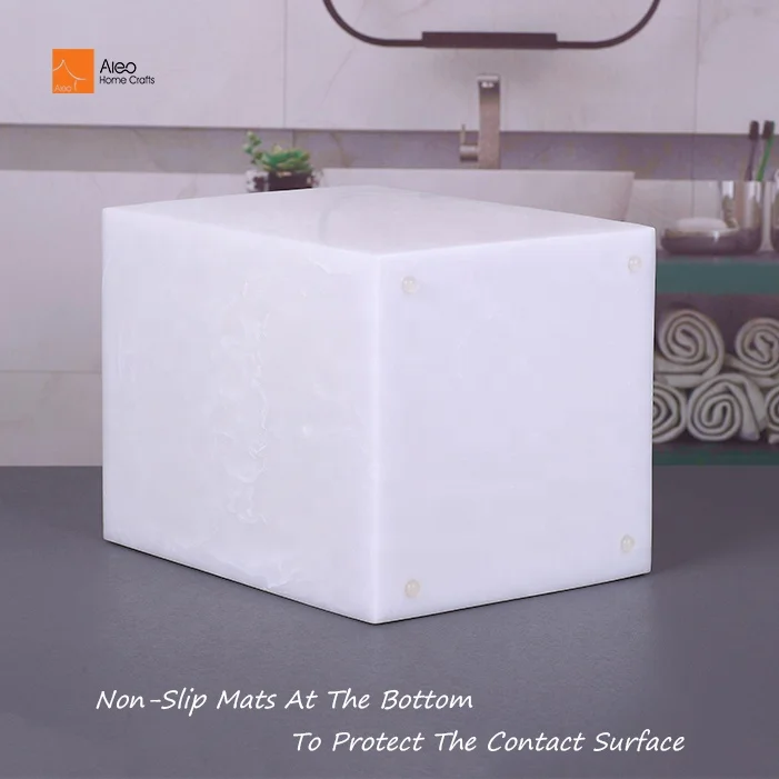 ALEO Welcome Polyresin Bathroom OEM And OEM  Luxury Hotel Used Resin swirl white Waste Bin