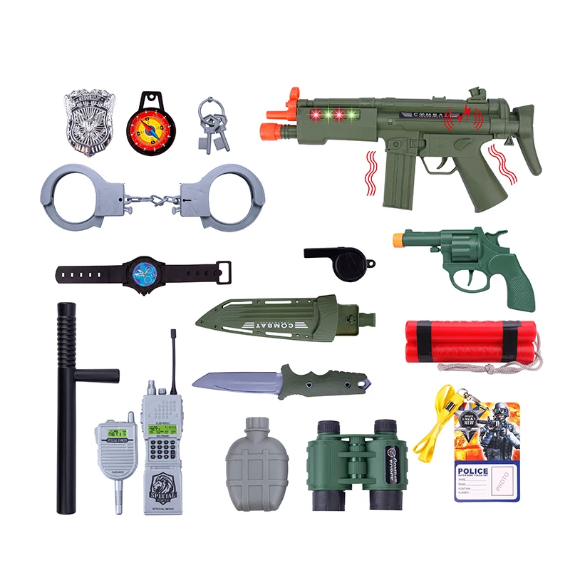 Pretend play simulation electric gun soldier military army set toys for kids