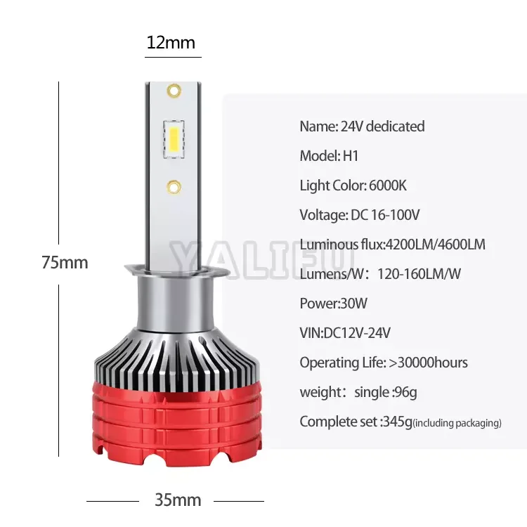 super bright led lamp 24v auto light csp led chips single beam 4600lm 6000k headlight for car