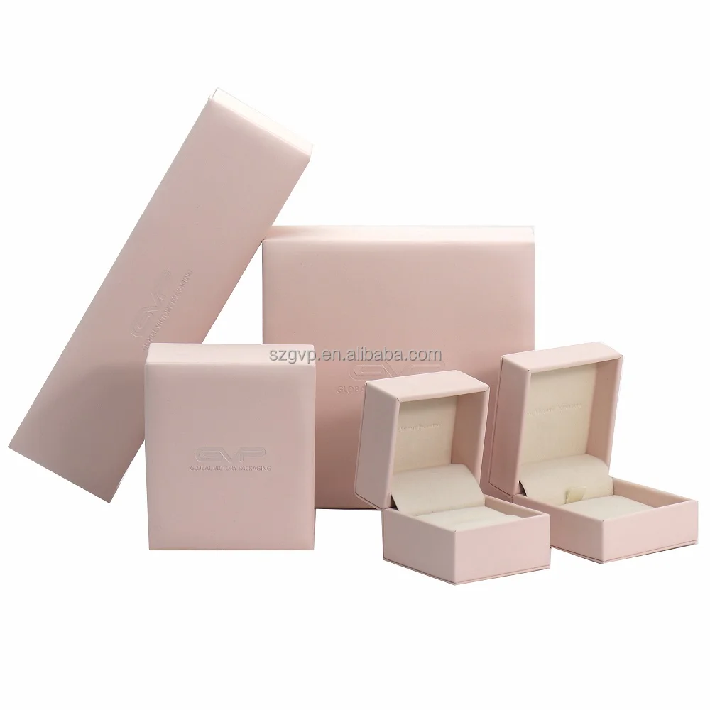 Hot Sales Pink PU Leather Jewelry Gift Boxes Organizer Jewellery Storage Display Earring Necklace Set Boxes