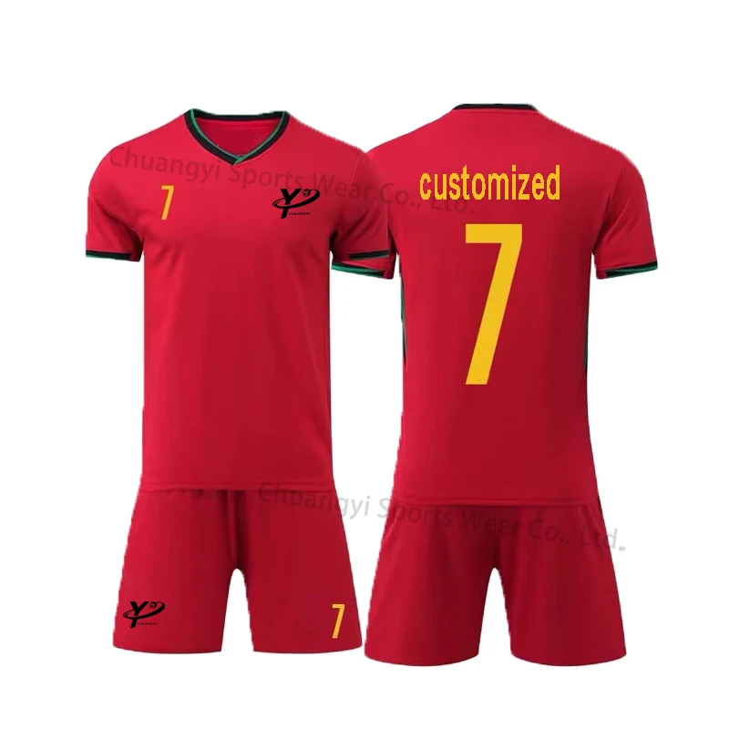 24 25 Unisex Quick Drying Soccer Jersey Red White Custom Football Shirt Fans Players National Team Customized  Football Jersey