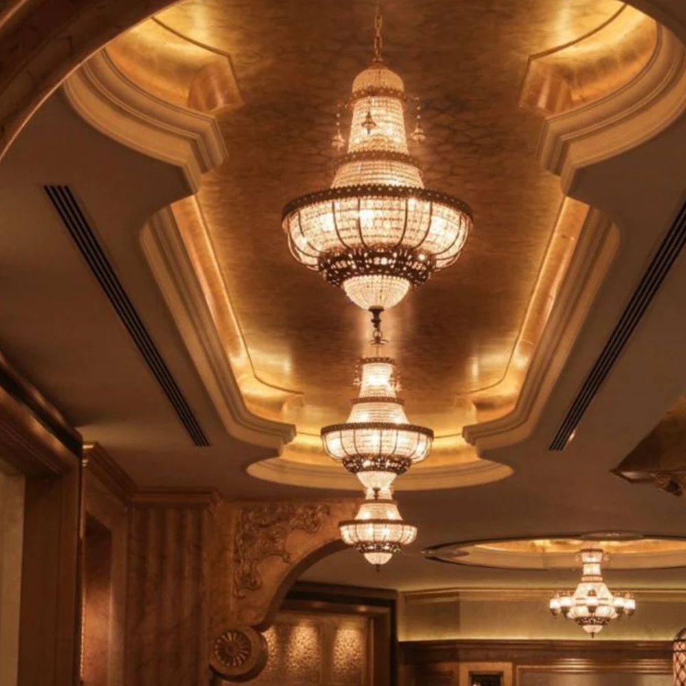 Empire Chandelier Hotel Lobby Big Chandelier Gold Luxury Custom 1 Piece Modern Nordic Luxury Crystal Glass Ball Pendant Light