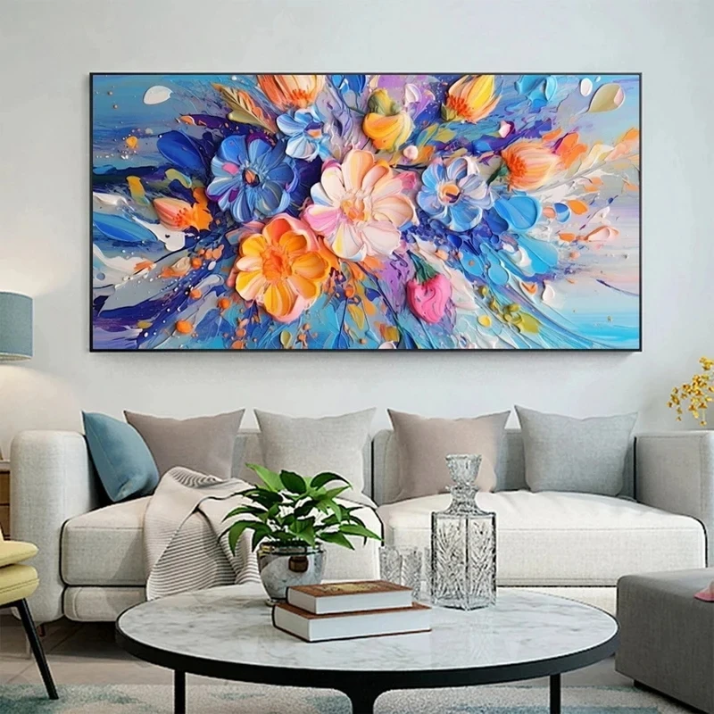 Abstract Modern Colorful Floral Textured Landscape Scape Oil Painting Flower Living Room Knife Painting Wedding Christmas Decor