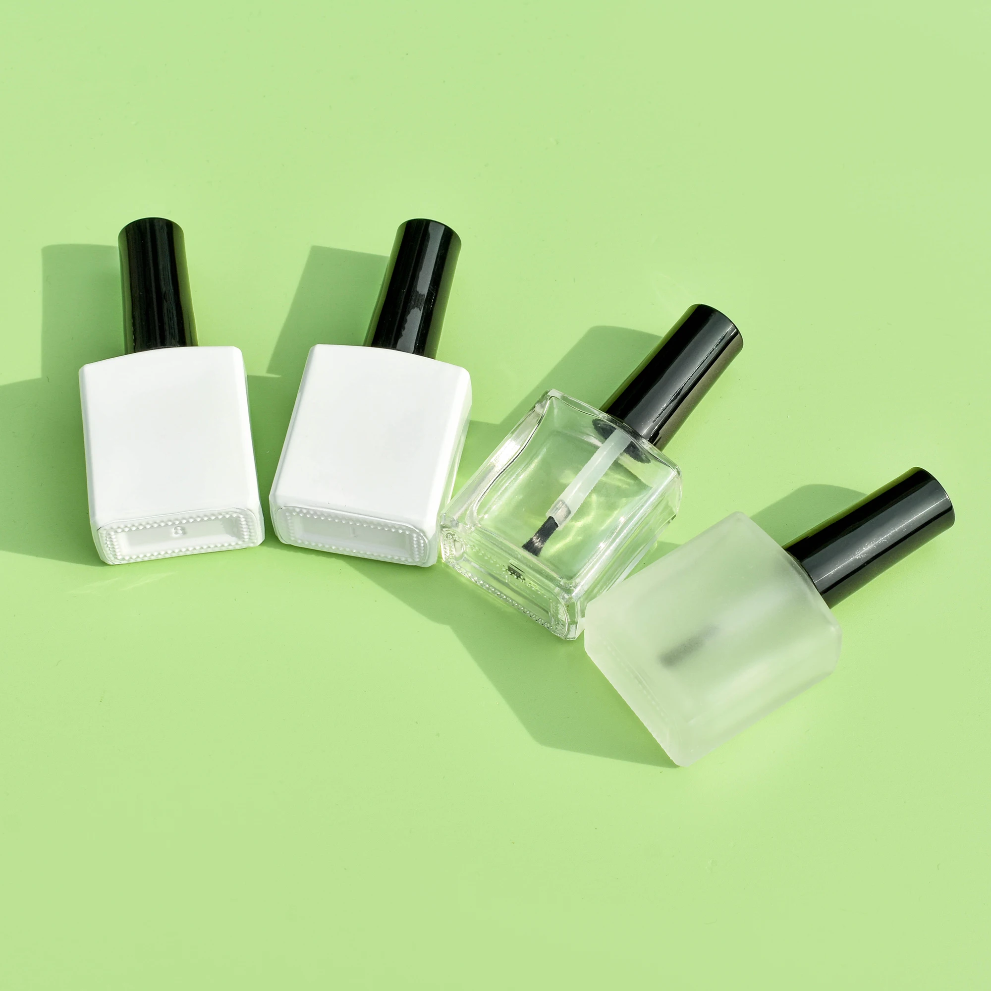 Empty matte Frosting Wholesale 15ml Clear Empty Cosmetic Nail Polish Glass bottle with Brush Cap Glass Nail Gel Bottle Container