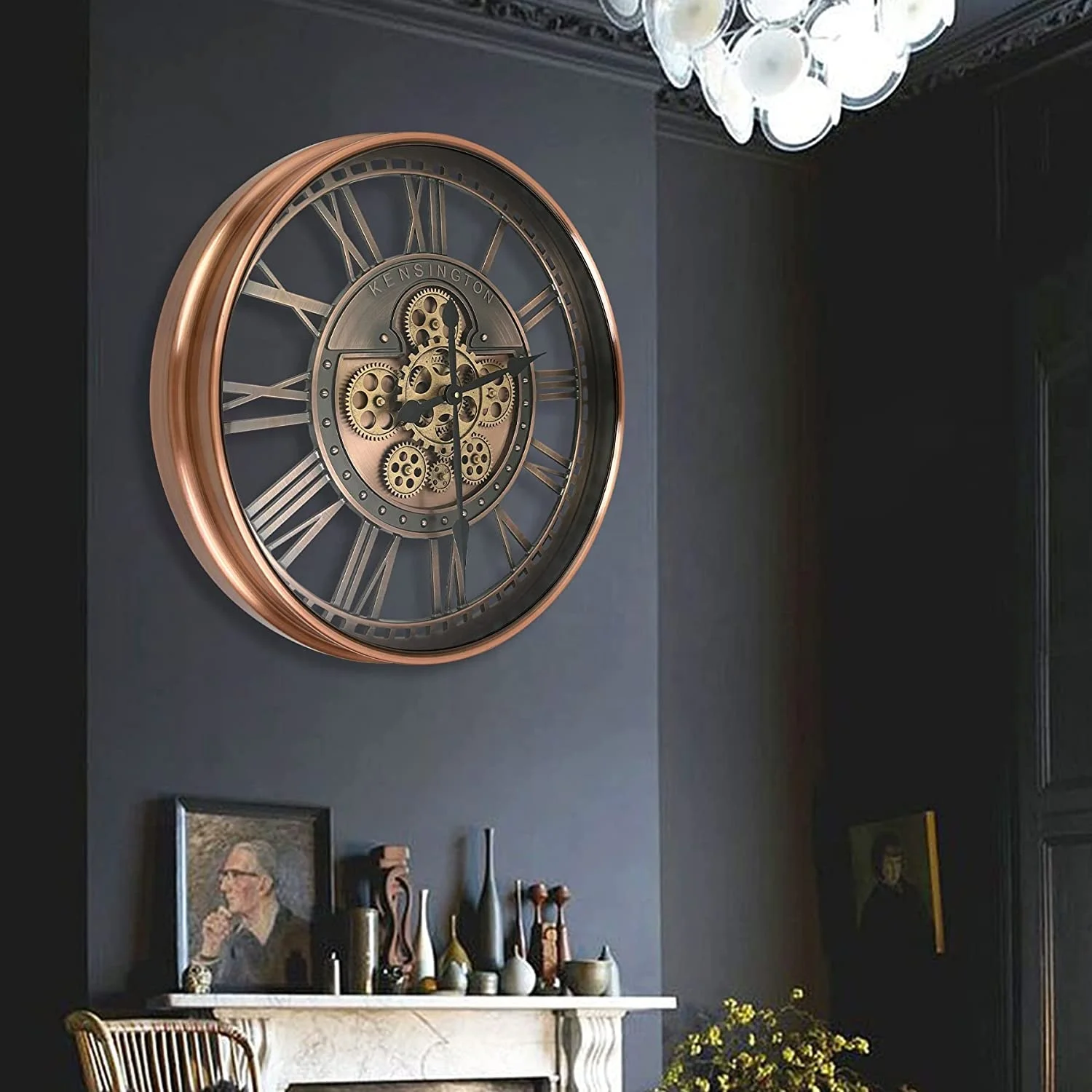 INFINITY TIME 21' 53.5cm Roman Bronze Antiqued Industrial Moving Gear Wall Clock For Office Modern Wall Clocks