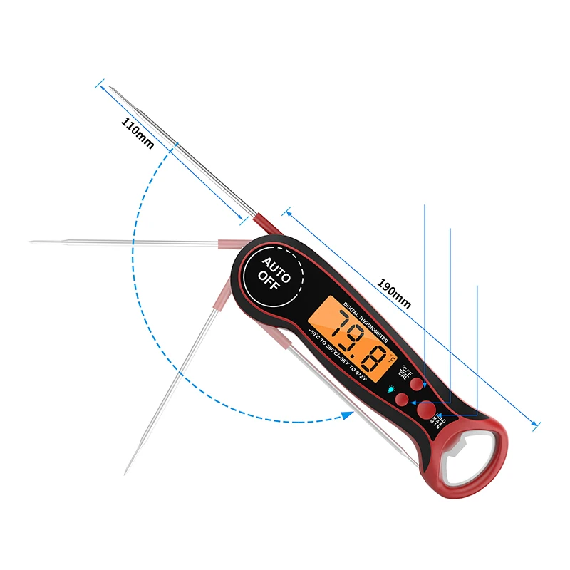 Bbq Meat Thermometers 180 degree automatic screen rotation Instant Read Digital Kitchen Wireless Food Thermometer