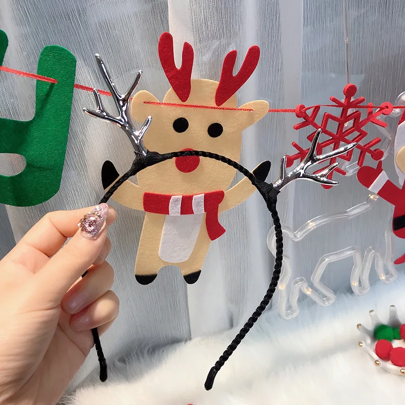 New Christmas Ball Simple Golden Deer Horn Party Dressing Hair Ornaments for Men and Women