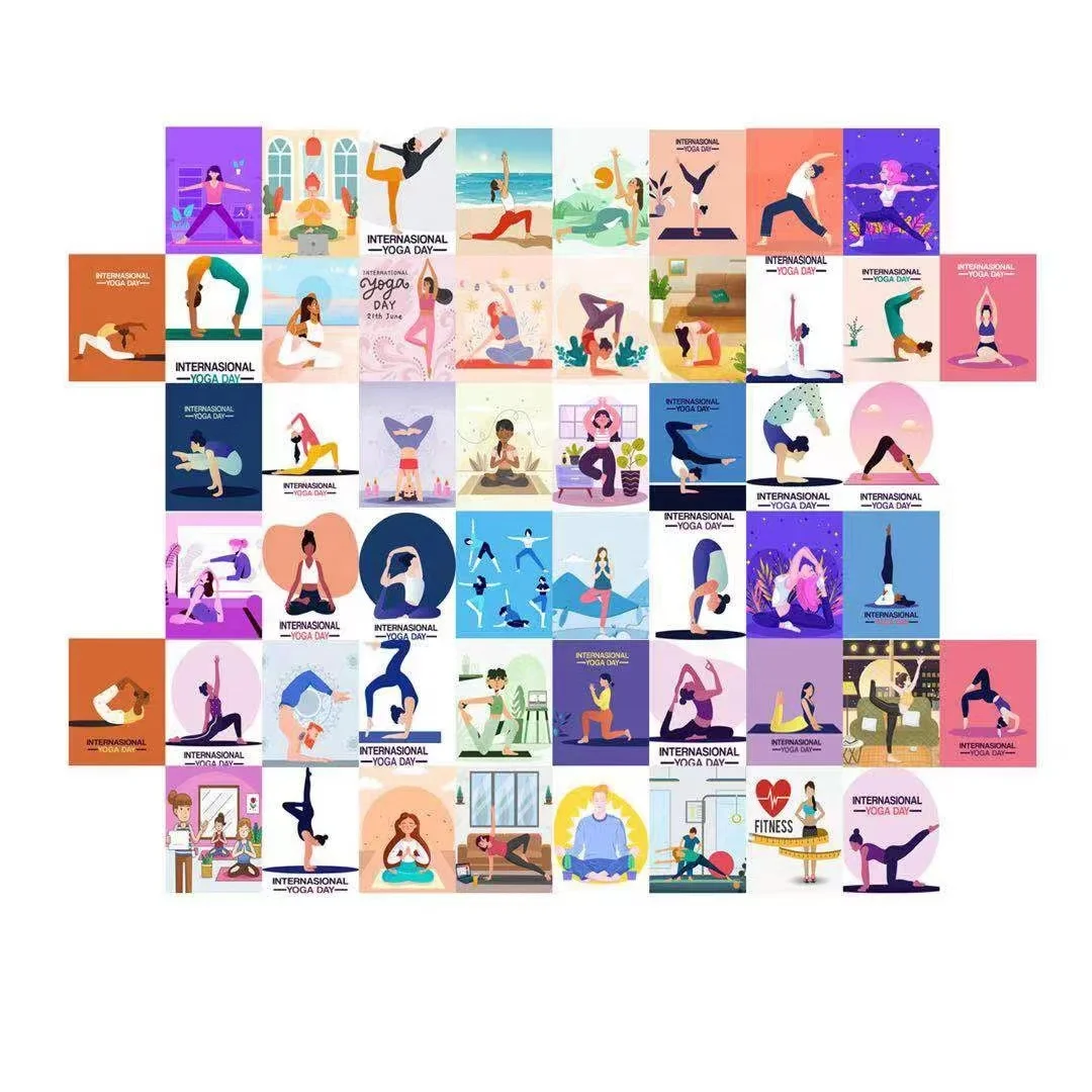 Hot Sale Wall Aesthetic Collage Kit 50 Packs Boho Aesthetic Photo Collage Pictures Kit for Bedroom Decor