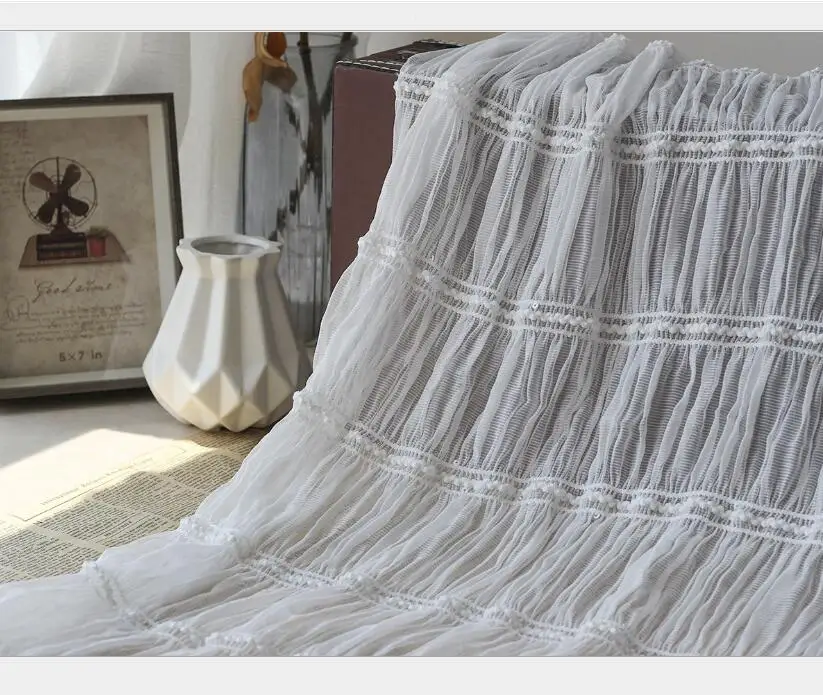 Embroidered chiffon stripe fabric breathable gauze embroidery wrinkled fashion women
