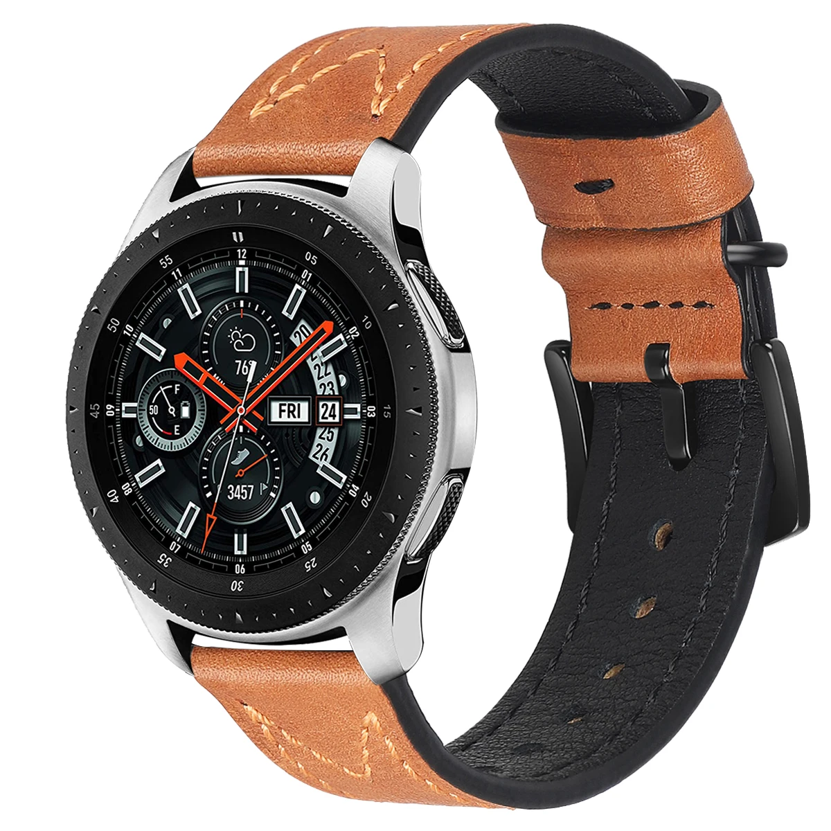 High Quality Stitching Watch Strap Genuine Leather Replacement 22 mm Watch Band for Galaxy Smart Watch