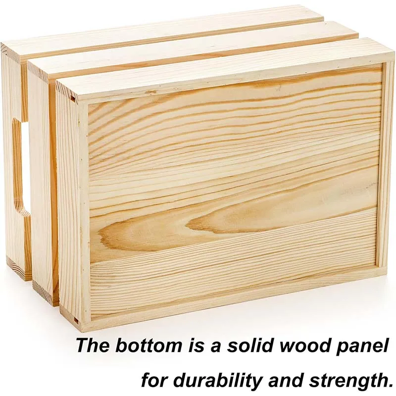 Wooden crate Set of 3 Rustic Nesting Crates with Handles Decorative Wood Crate Box Wooden Storage Box for home