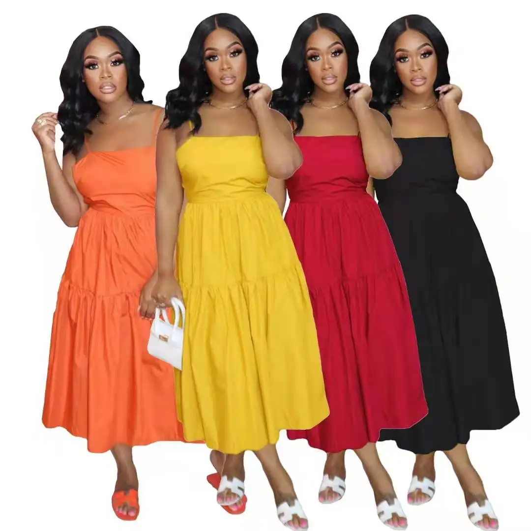 J&H fashion 2021 solid color back hollow out sundresses women summer casual pleated dress with bow for ladies streetwear