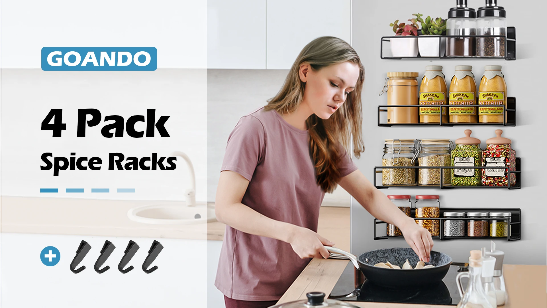 Magnetic Spice Rack Organizer 4 Pack Spice Magnet Shelf Seasoning Mounted Spice Racks for Refrigerator Saving