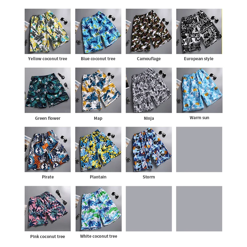 Beach Shorts Mens Swim Trunks Custom Logo Summerchampion Racerrts Men 1 Piece 100% Polyester Print Pattern Board Shorts