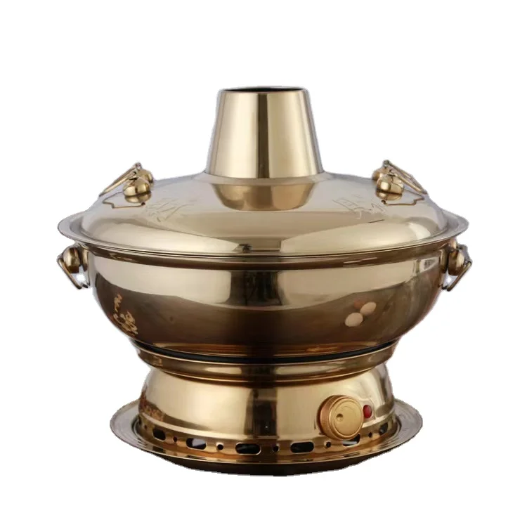 Wholesale stainless steel products antique style 34cm stainless steel carbon chimney hot pot with stove base