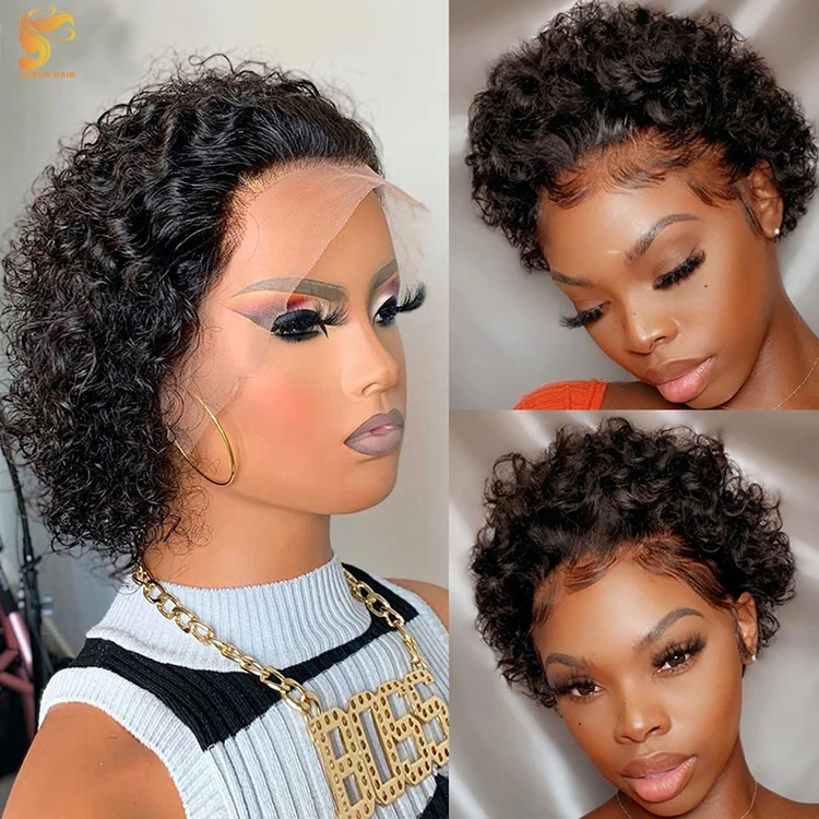 Aosun Bob Pixie Curls Lace Frontal Wig With Baby Hair, Wholesale Summer Pixie Cut Wigs, T Part Curly Pixie Wigs For Black Women