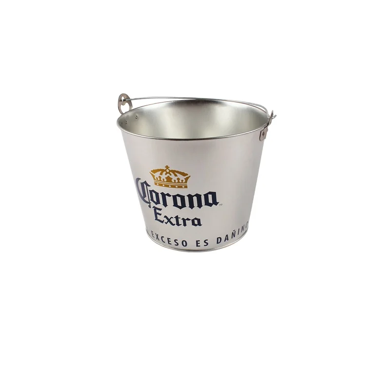 
5QT Beer Metal Tin Ice Bucket Custom Logo For Wine Beer Liquid Promotion 
