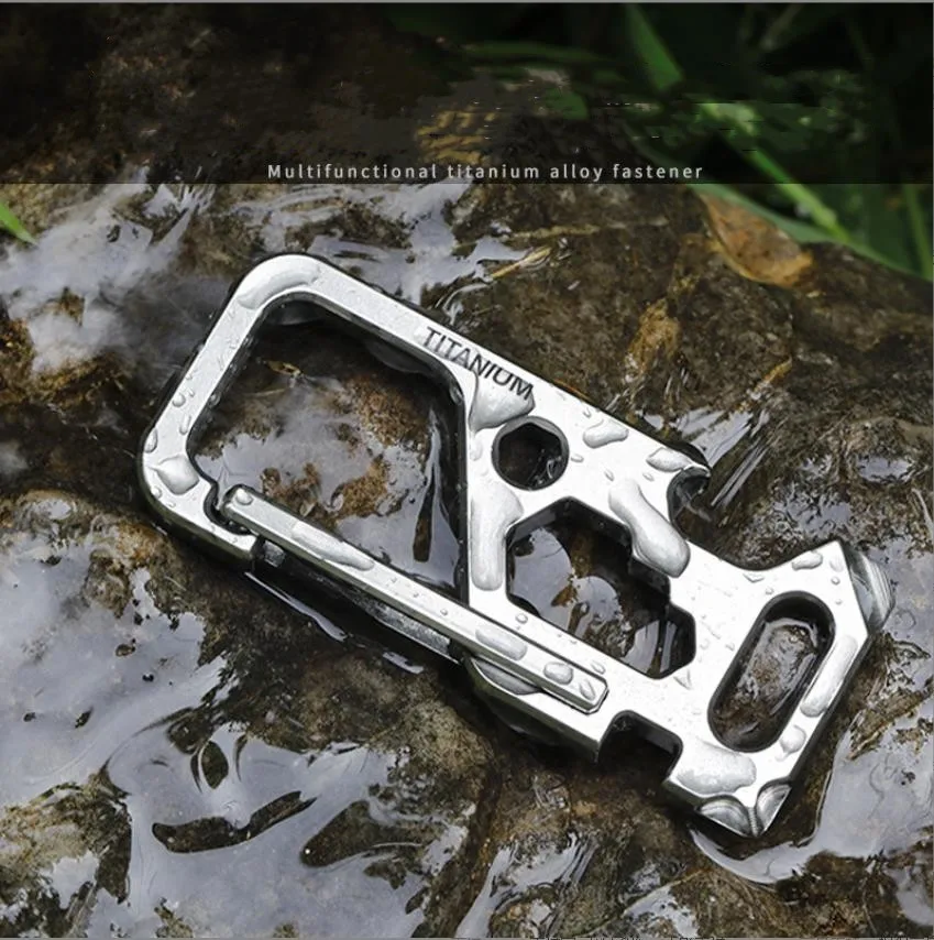 Bottle Opener Outdoor TC4 Titanium Alloy Portable Hanging Buckle Camping Trip Mountaineering Multi-purpose Quick Hanging Fishing