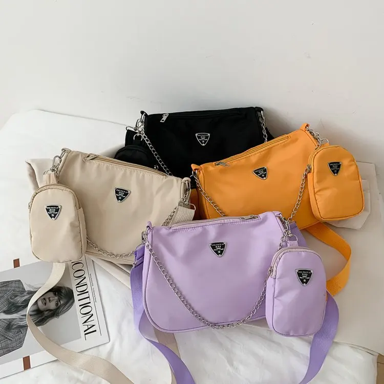 ladies fashion nylon shoulder luxury bags women hand blue dark shoulder bag wholesale nylon small crossbody sling bag women