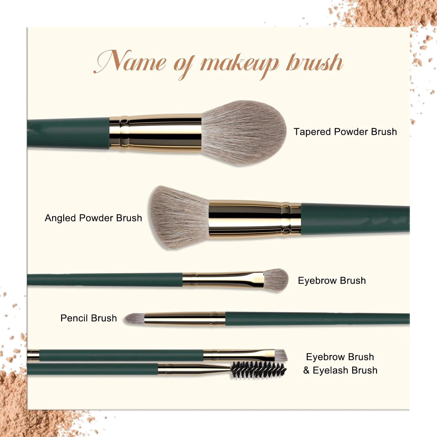 5-Piece Multifunctional Travel Makeup Brush Set Dense Bristles Soft Hair Hypoallergenic Cruelty-Free for Perfect Application