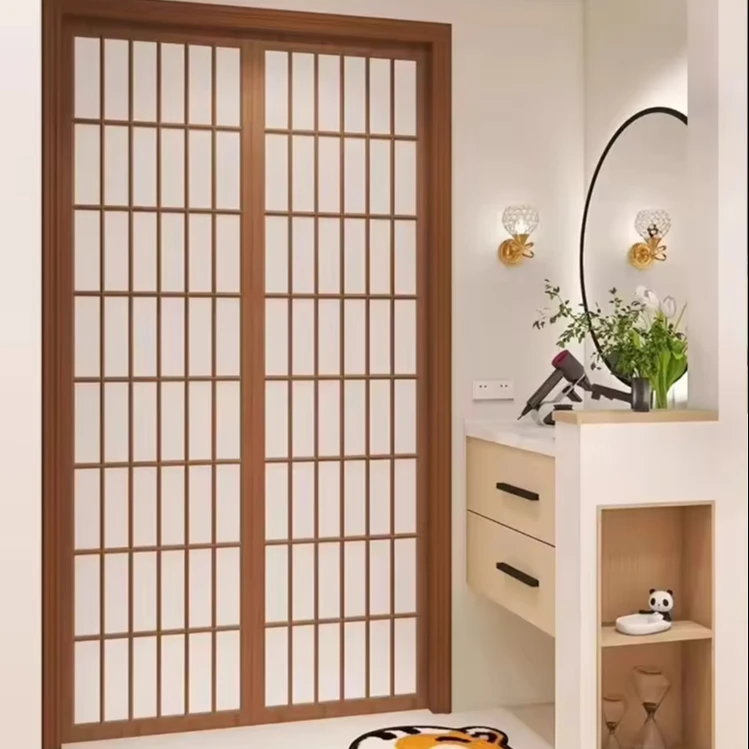 Japanese Solid Wood Track Lattice Sliding Door Tatami Partition Retro style Door