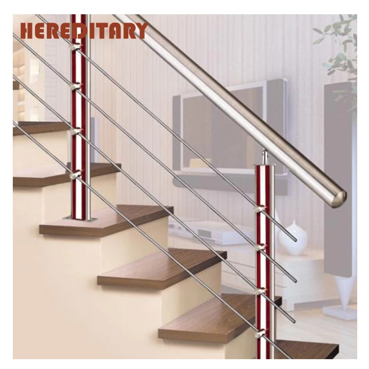 Manufacturer wood handrail stainless steel interior portable stair railings for indoor stairs.