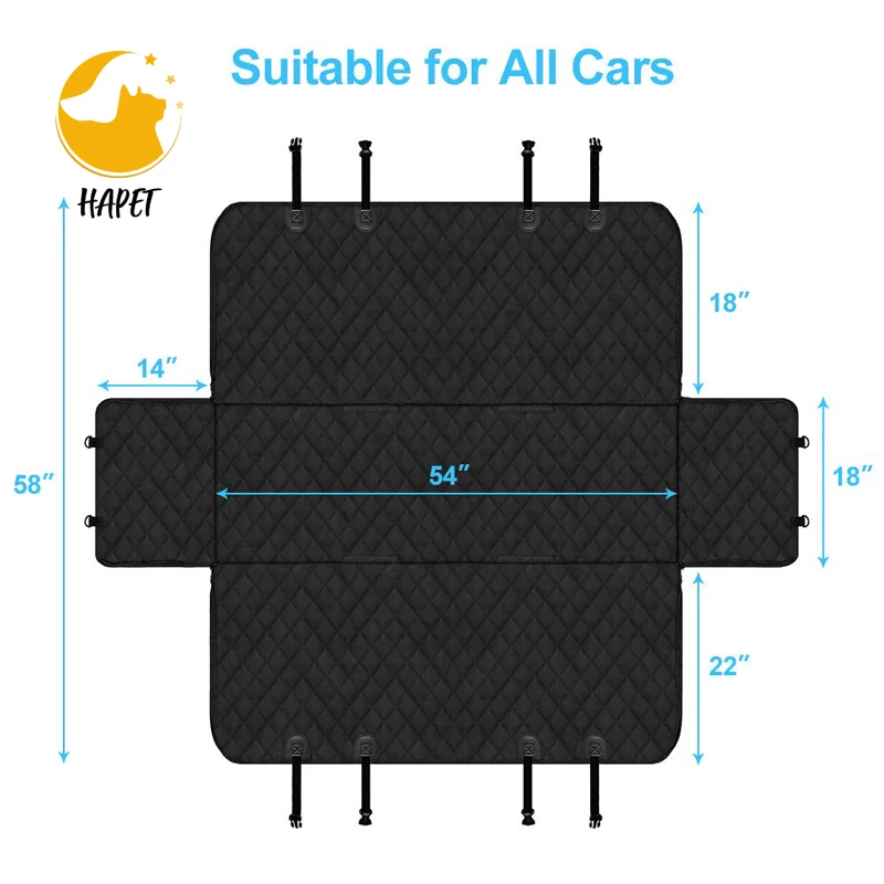 Dog Car Seat Cover for Back Seat Waterproof Seat Protector Scratchproof With Side-Flaps Nonslip Hammock Exlarge Protector Cover