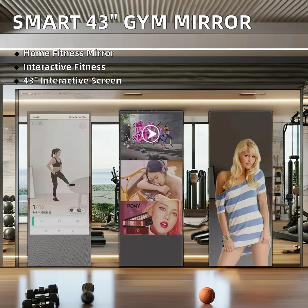 43-Inch LCD Smart Touch Digital Signage Intelligent Interactive Home Fitness Workout Gym Mirror