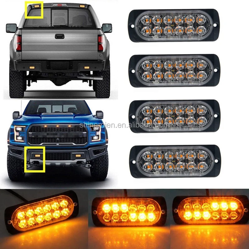 Emergency Strobe Lights, Universal 12LED Surface Mount Amber Emergency Warning Hazard Flashing Strobe Light