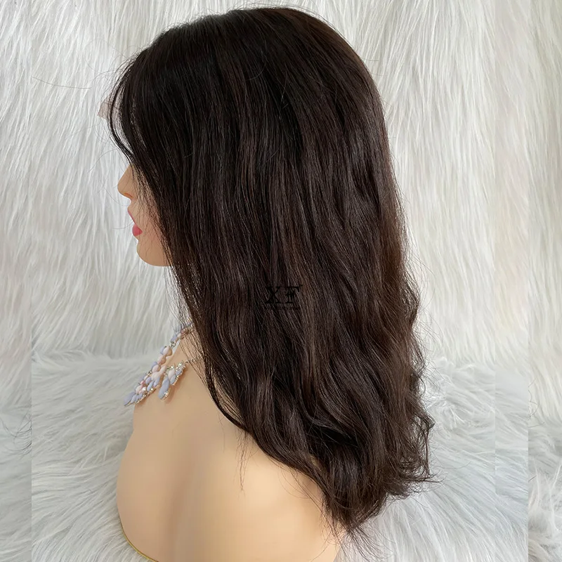 XF Soft Human Virgin Hair Body Wavy Mongolian Human Hair Half Hand Tied Kosher Wigs With Free Shipping