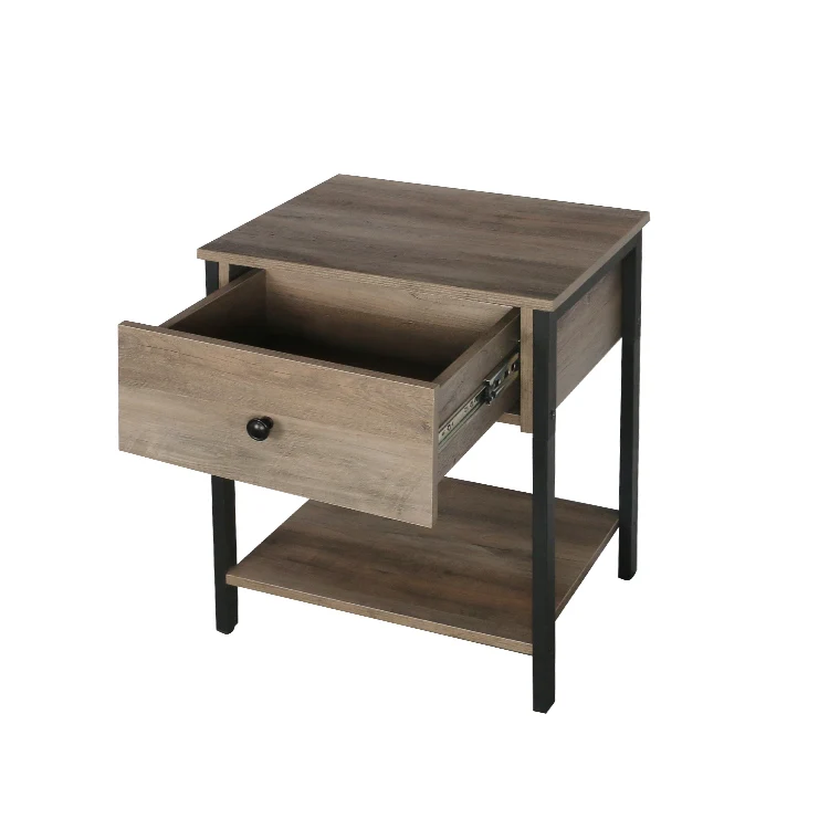 Modern Knock-down Furniture  Wooden Nightstand with single drawers Bedroom Bedside Table