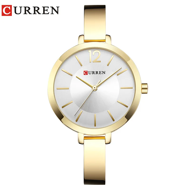 Top Curren ultra slim alloy chronograph stainless steel Japanese quartz movement watch women simple elegant