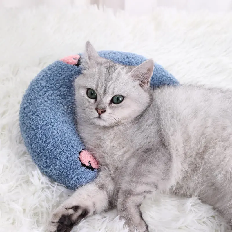 Kinning New Design Pet Pillow U Shape Soft and Fluffy Plush Pet Pillow for Cat to Lay On Cat Bed Pillow