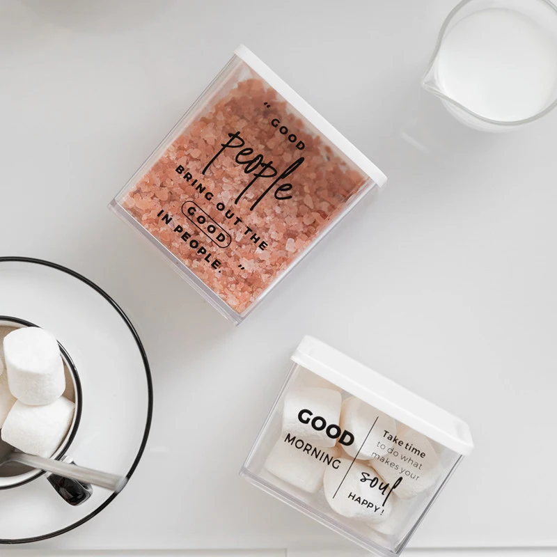 
Nordic Grain Storage Box Transparent Plastic Sealed Jar Kitchen Food Snack Nut Storage Bottle Moisture Salt Sugar Seasoning Tank 