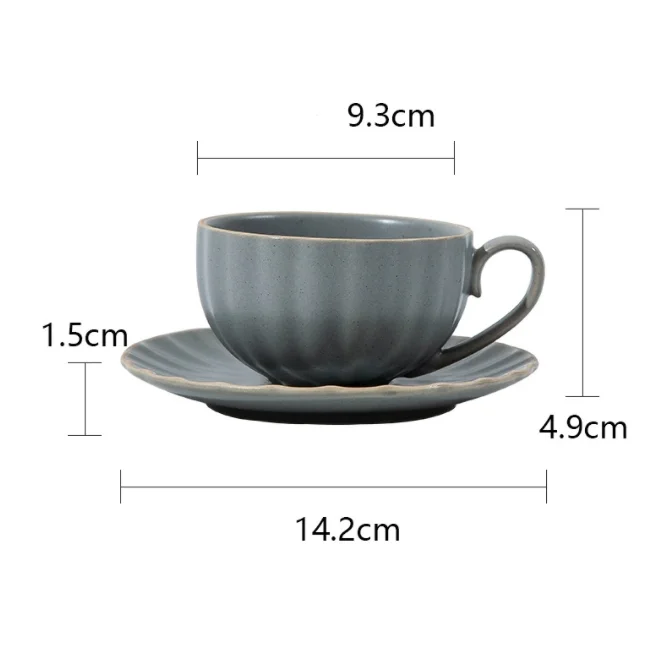 Wholesale Durable Modern Printed Espresso Tea Mugs Ceramic Coffee Mug Cups and Saucers Plate Set