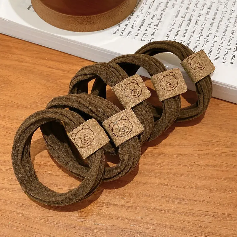Korean Lovely Little Bear Wrinkle Hair Bands Web Celebrity Rubber Fashion Leather Women Hair Bands