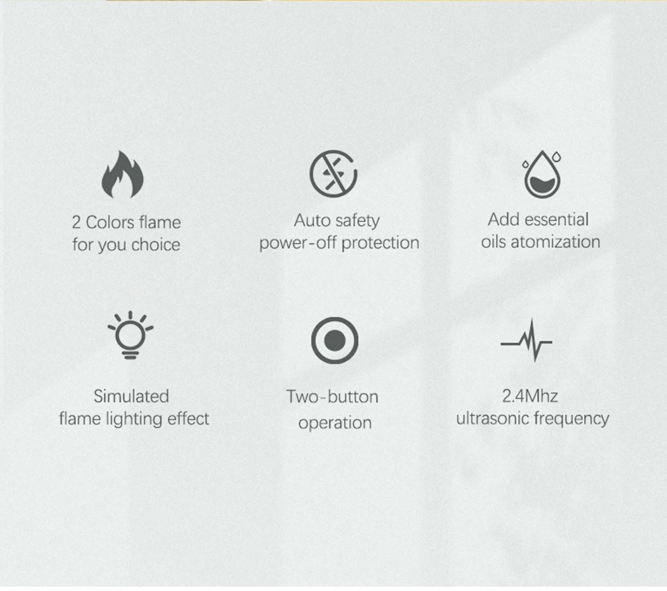 Home Decorative Ultrasonic  smart home appliances mood light 2 colors flame wood grain carving aroma diffuser for car