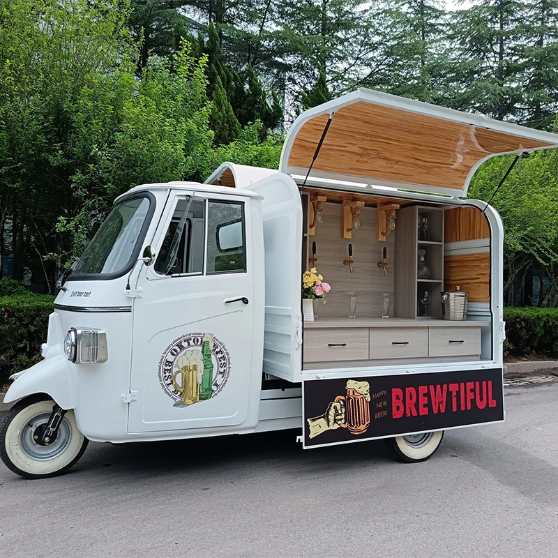 Cute Little Food Truck Mobile Street Coffee Trailer Electro-Tricycle BBQ Candy Food Cart Multifunction Ice-Cream Car