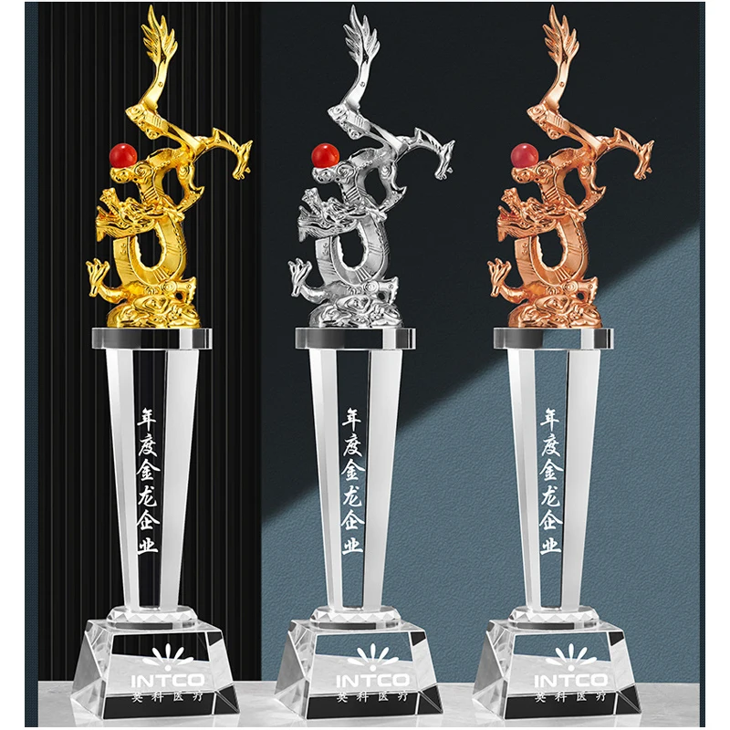 Fashion Dragon Design Customized High Quality Customized Crystal Crafts Trophy Home Decoration Award For Sports Events Trophy