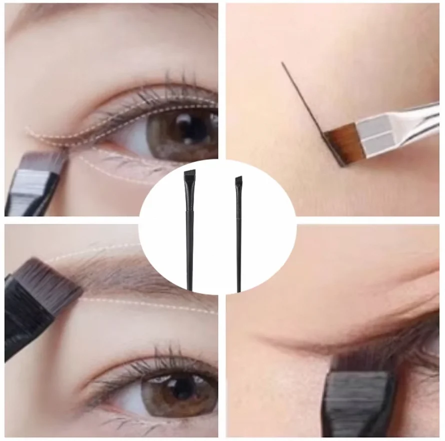 Precisely Crafted Angled Soft-Tipped Bristles Easy Washability Washable Flat Eyeliner Brush Angled Flat Eyeliner Brush