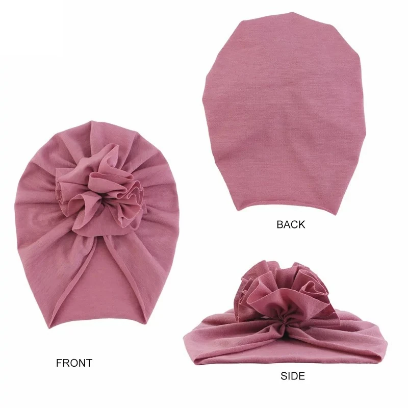Wholesale Knitted Cotton Unisex Baby Cotton Spandex Hat Kid Sunflower turban  Hat