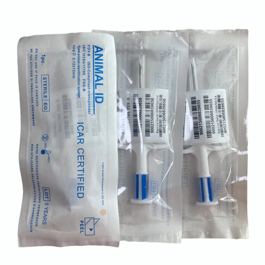 ISO 11784/11785 Animal ID Fdx-B Em4305 134.2kHz RFID Glass animals Tags Microchip for Pets microchip with Needle