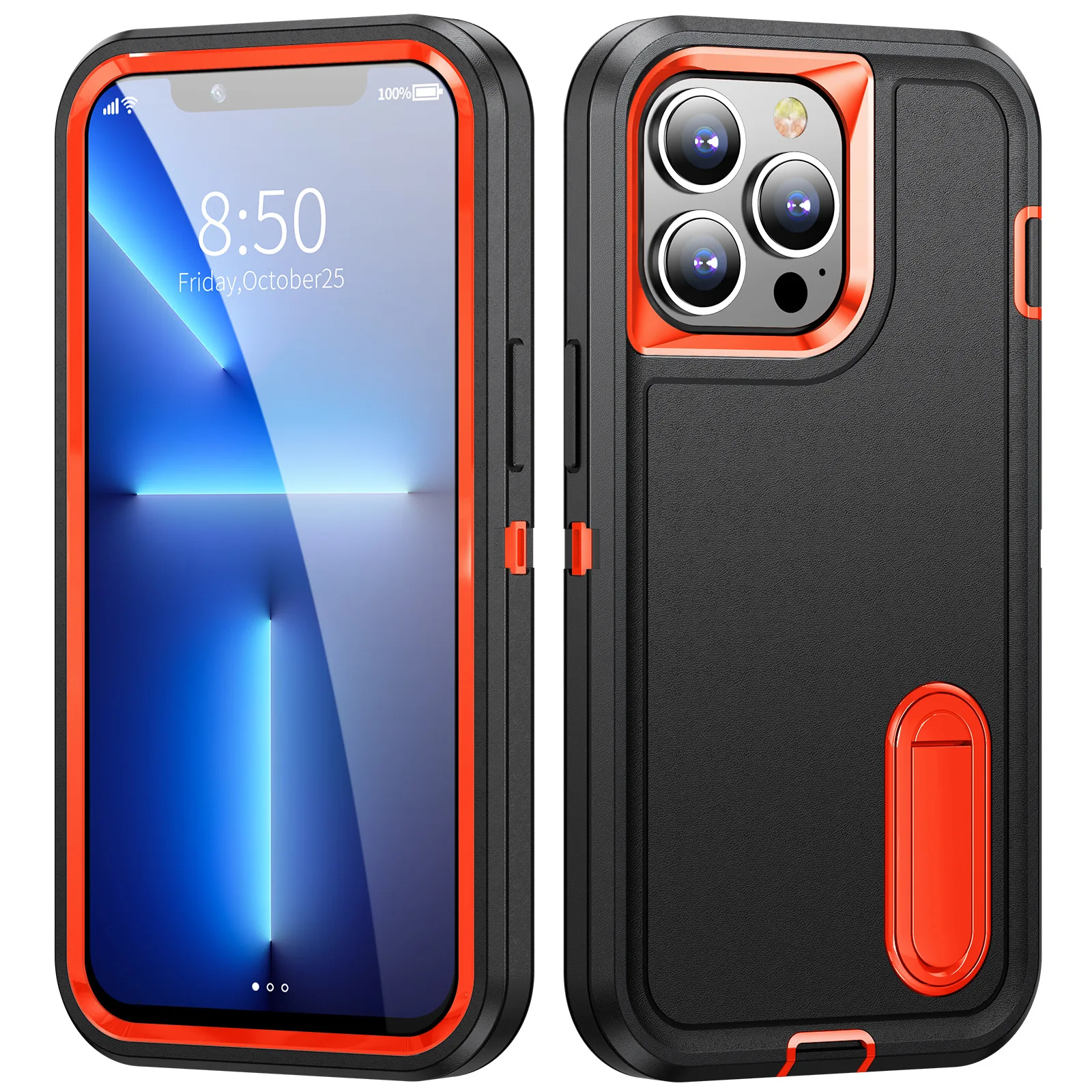 Triple Defense Anti-Drop Phone Case for iPhone 13/13pro/13pro max Heavy Duty Armor Case with Kick Stand