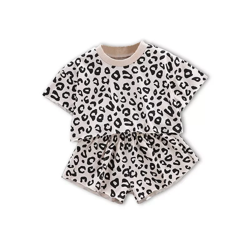 2PCS Newborn Baby Girl Clothes Long sleeve O neck top+Pants summer leopard print Outfits