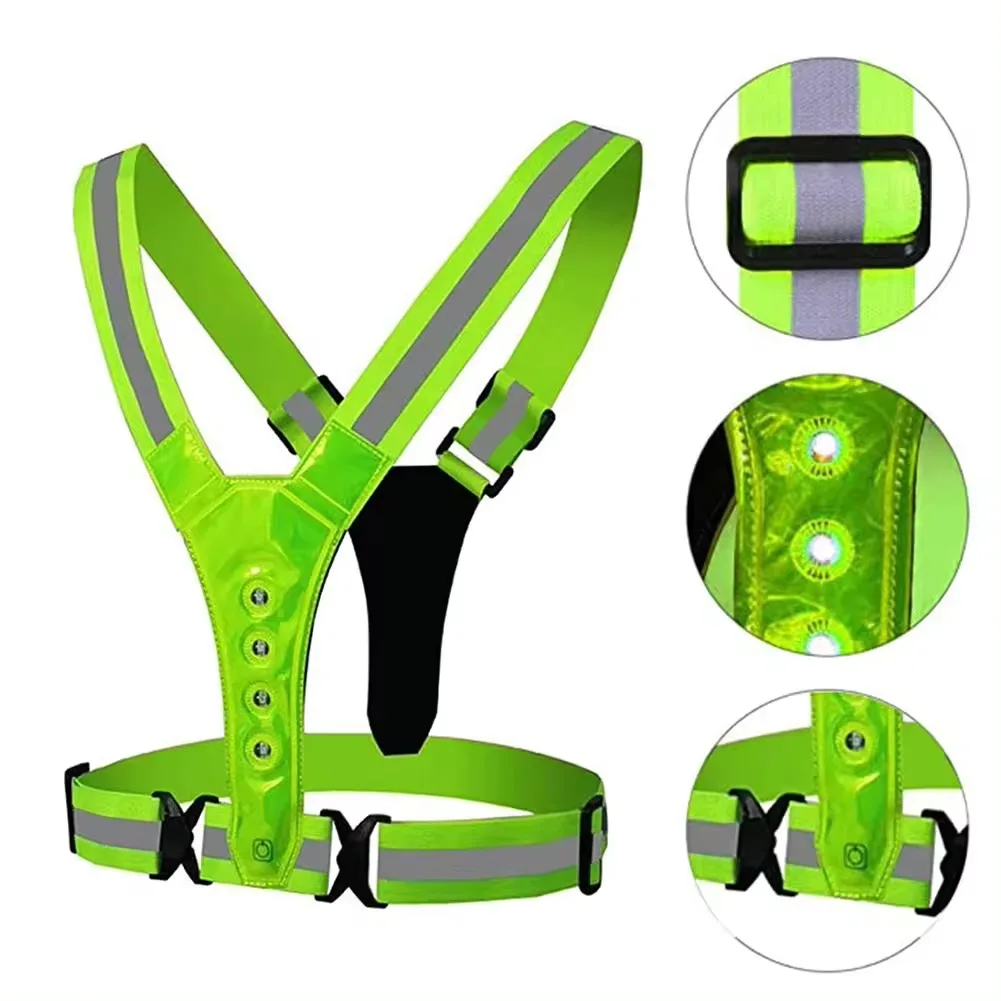 Outdoor Cycling High Elasticity Night Running Reflective Clothing Sports LED Light Reflective Vest