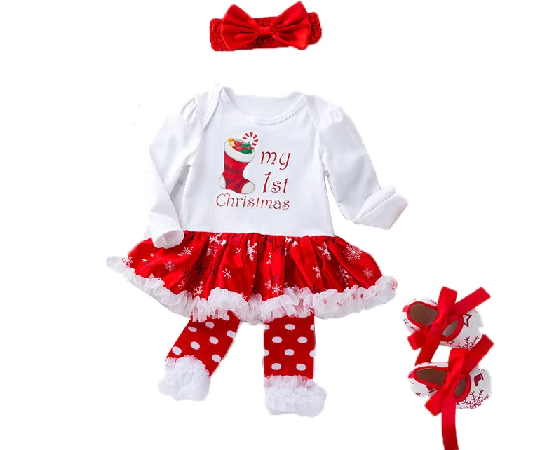 
Wholesale custom kids red dress children fall winter clothing baby girl Christmas dresses 