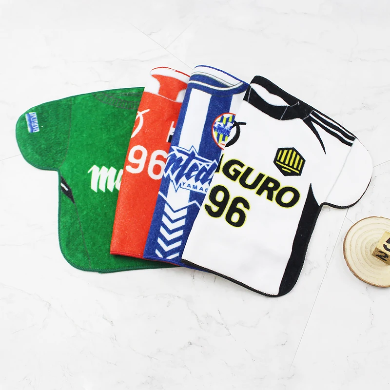 custom cotton printed special-shaped hand towel football/basketball jersey shape rally towel