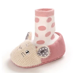 EVERTOP wholesale berber fleece lovely cartoon warm thermal winter baby sock shoes
