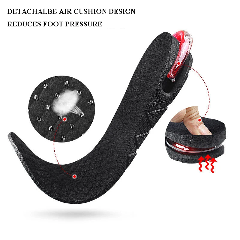 Popular Design PVC Material Multi-layer Unisex Invisible Height Increasing Insoles Sports Shock-absorbing Insoles