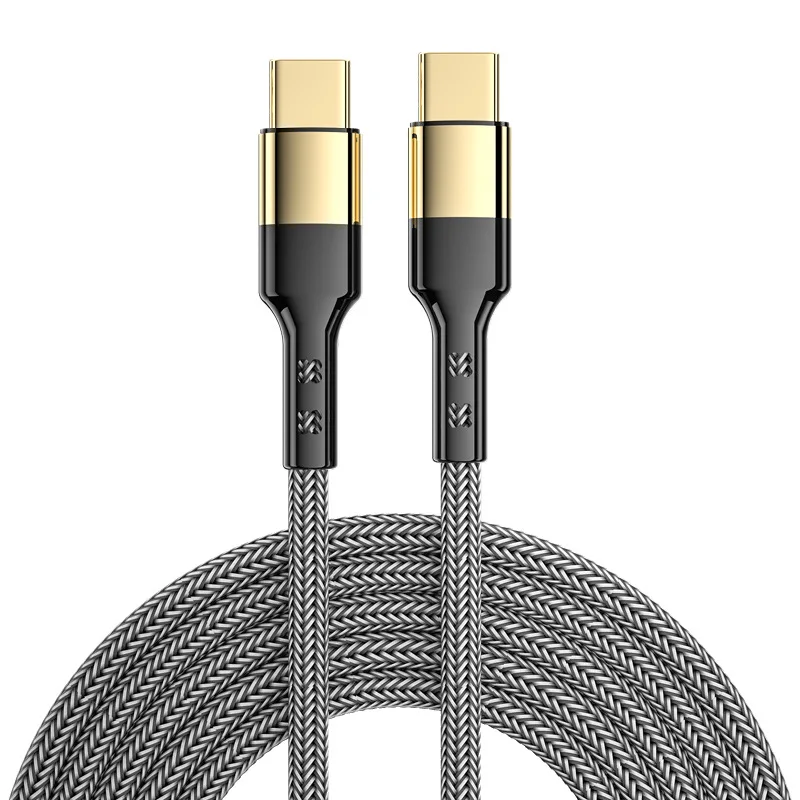1.2m USB C 3A 60W Type C To Type c PD 3.0 Fast Charging gold plated USB Data Cable For samsung For Huawei